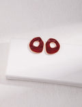 Red Drip Galze Irregular Oval Earrings