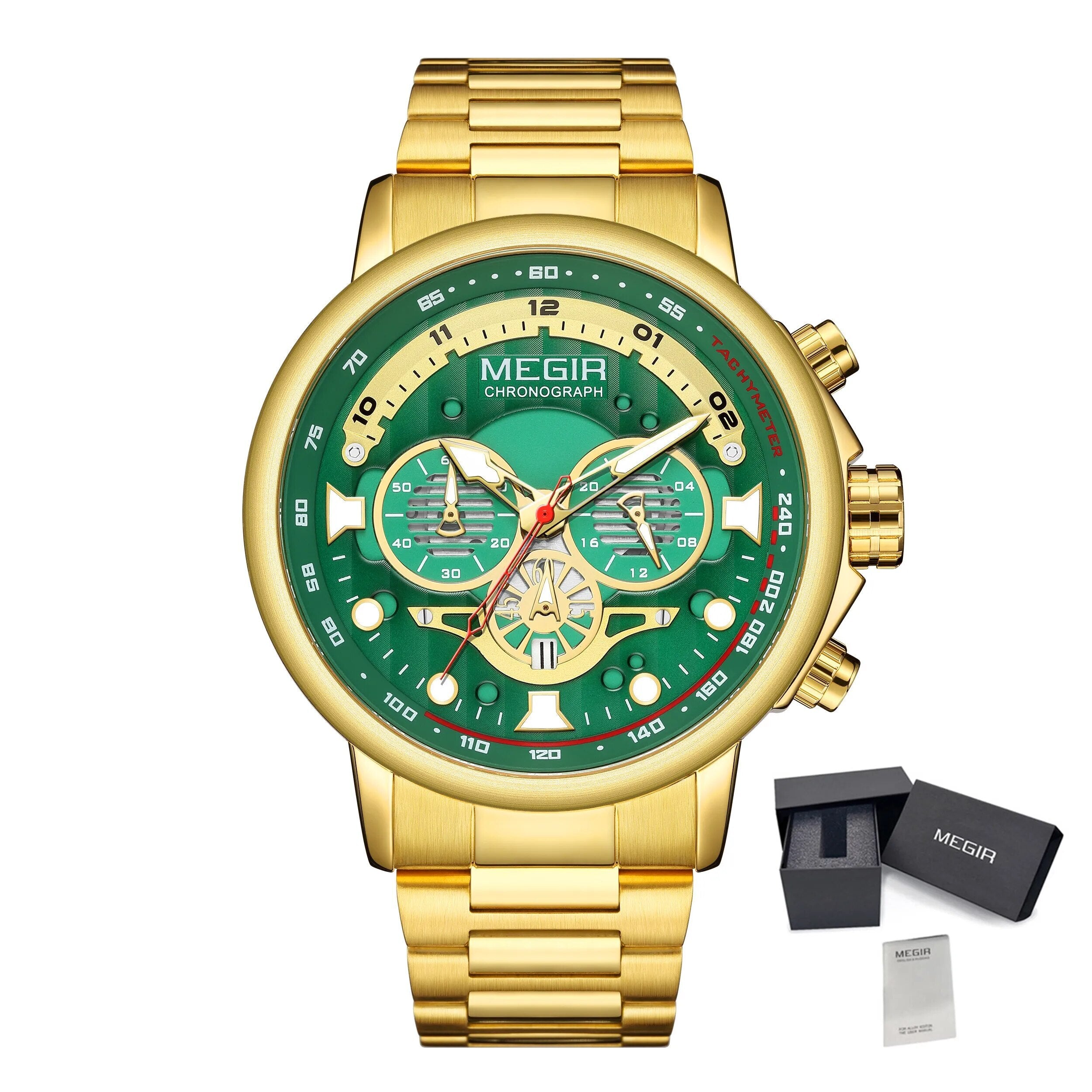 MEGIR Luxury Men Watches Stainless Steel Quartz Wristwatches Fashion Men Business Watch Clock Male Chronograph Relogio Masculino 2223