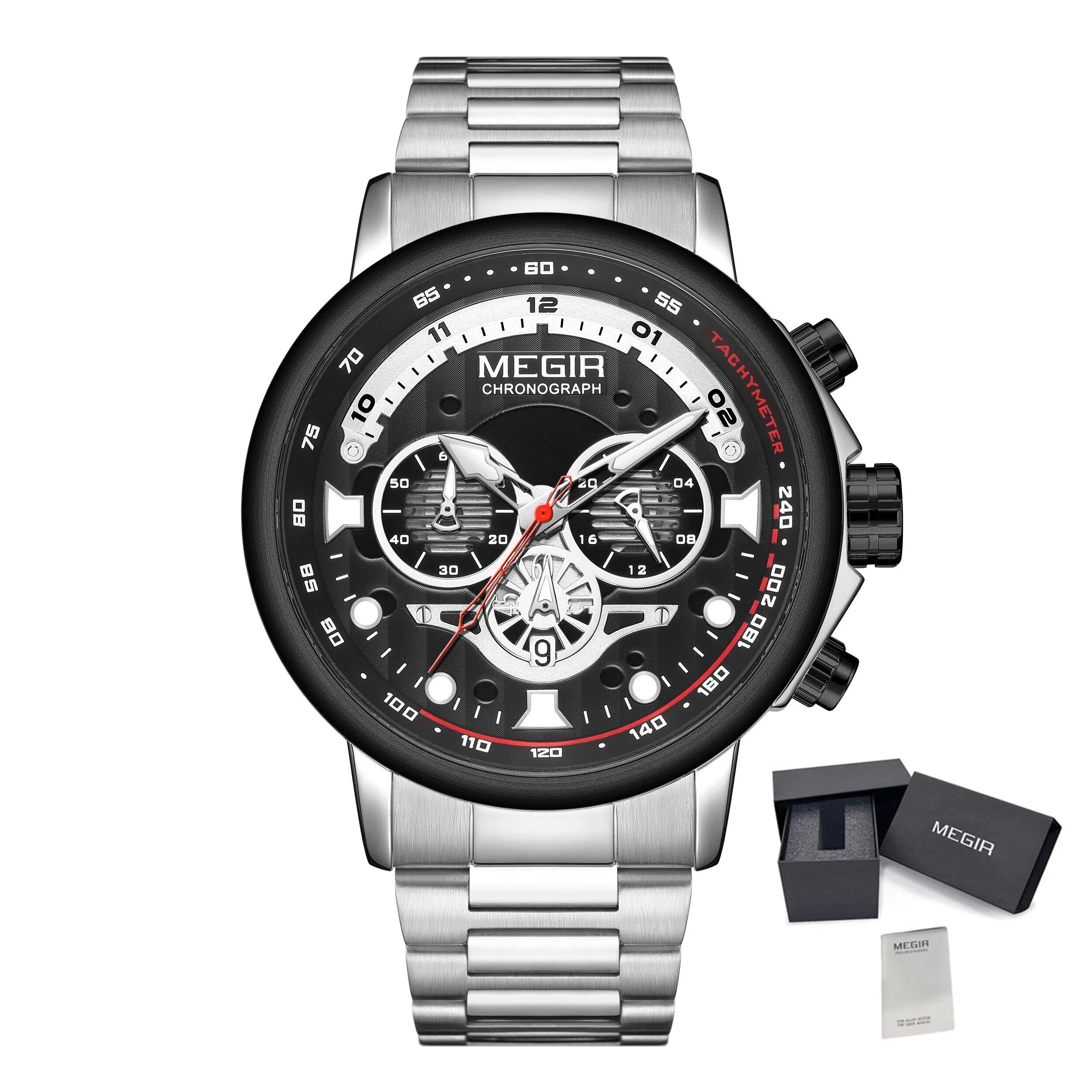MEGIR Luxury Men Watches Stainless Steel Quartz Wristwatches Fashion Men Business Watch Clock Male Chronograph Relogio Masculino 2223