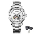 MEGIR Men Watch Hollow Out Automatic Mechanical Stainless Steel Wristwatch Waterproof Luxury Business Wrist Watch Montre Homme 62052