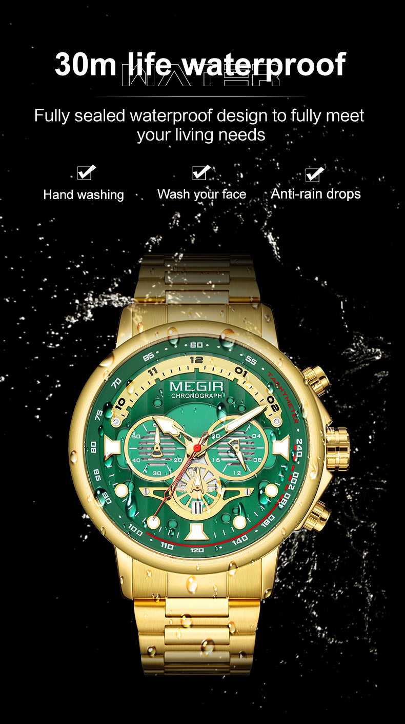 MEGIR Luxury Men Watches Stainless Steel Quartz Wristwatches Fashion Men Business Watch Clock Male Chronograph Relogio Masculino 2223