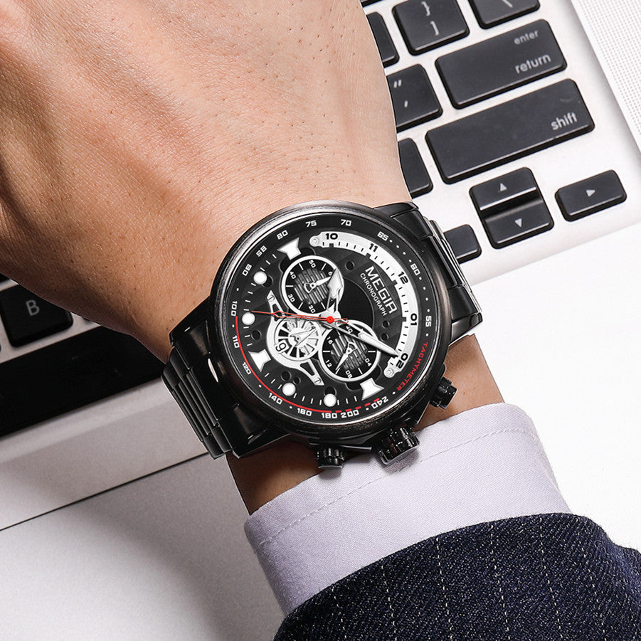 MEGIR Luxury Men Watches Stainless Steel Quartz Wristwatches Fashion Men Business Watch Clock Male Chronograph Relogio Masculino 2223