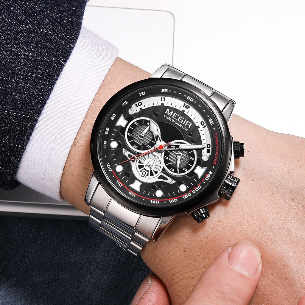 MEGIR Luxury Men Watches Stainless Steel Quartz Wristwatches Fashion Men Business Watch Clock Male Chronograph Relogio Masculino 2223
