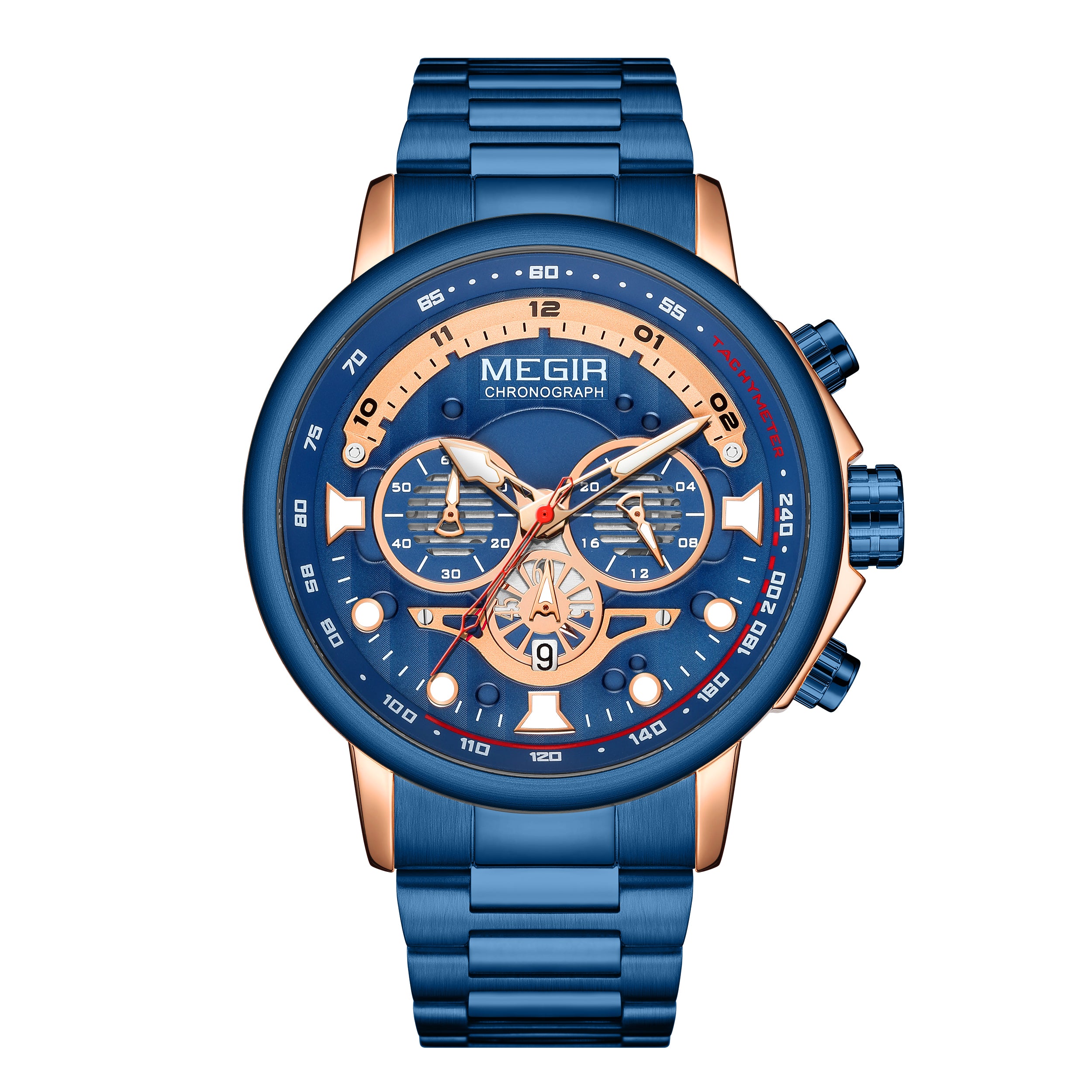 MEGIR Luxury Men Watches Stainless Steel Quartz Wristwatches Fashion Men Business Watch Clock Male Chronograph Relogio Masculino 2223