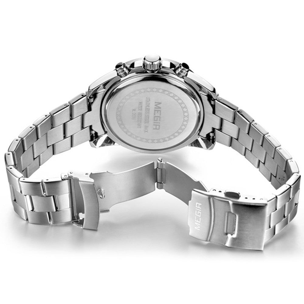 MEGIR Men's Business Quartz Watches Top Luxury Brand Casual Wristwatch Waterproof Date Clock Stainless Steel Man Chronograph 2030