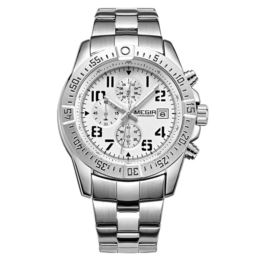 MEGIR Men's Business Quartz Watches Top Luxury Brand Casual Wristwatch Waterproof Date Clock Stainless Steel Man Chronograph 2030