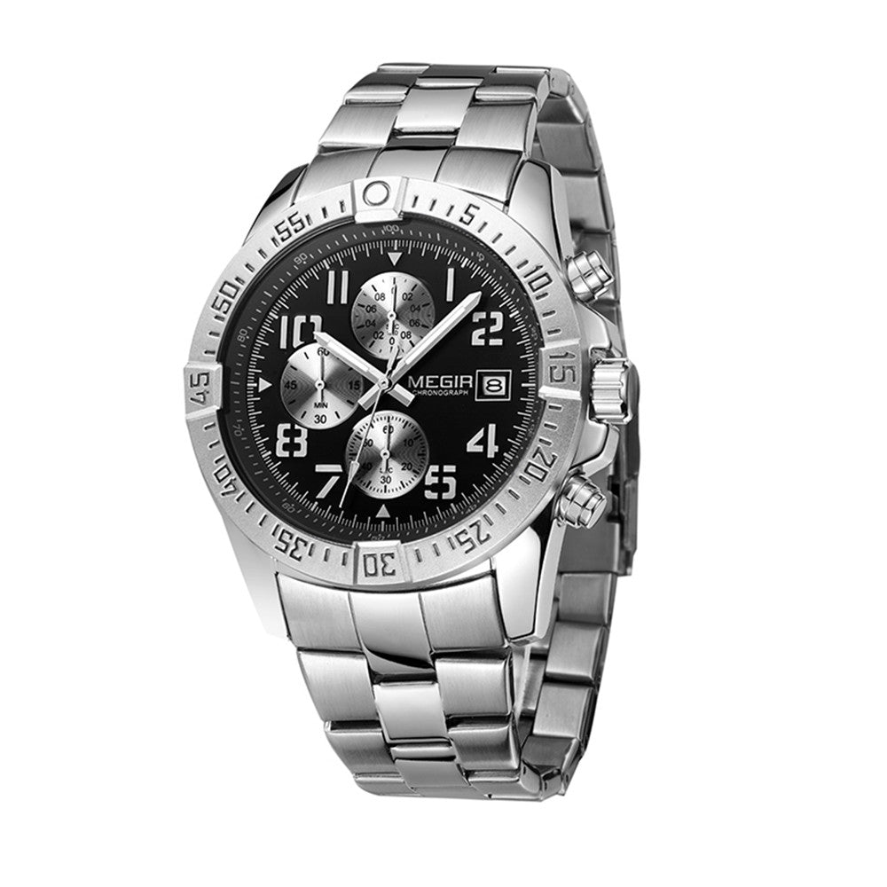 MEGIR Men's Business Quartz Watches Top Luxury Brand Casual Wristwatch Waterproof Date Clock Stainless Steel Man Chronograph 2030