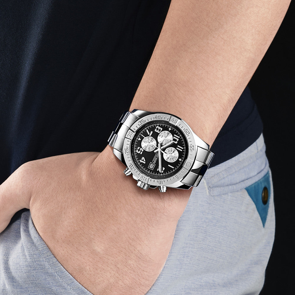 MEGIR Men's Business Quartz Watches Top Luxury Brand Casual Wristwatch Waterproof Date Clock Stainless Steel Man Chronograph 2030