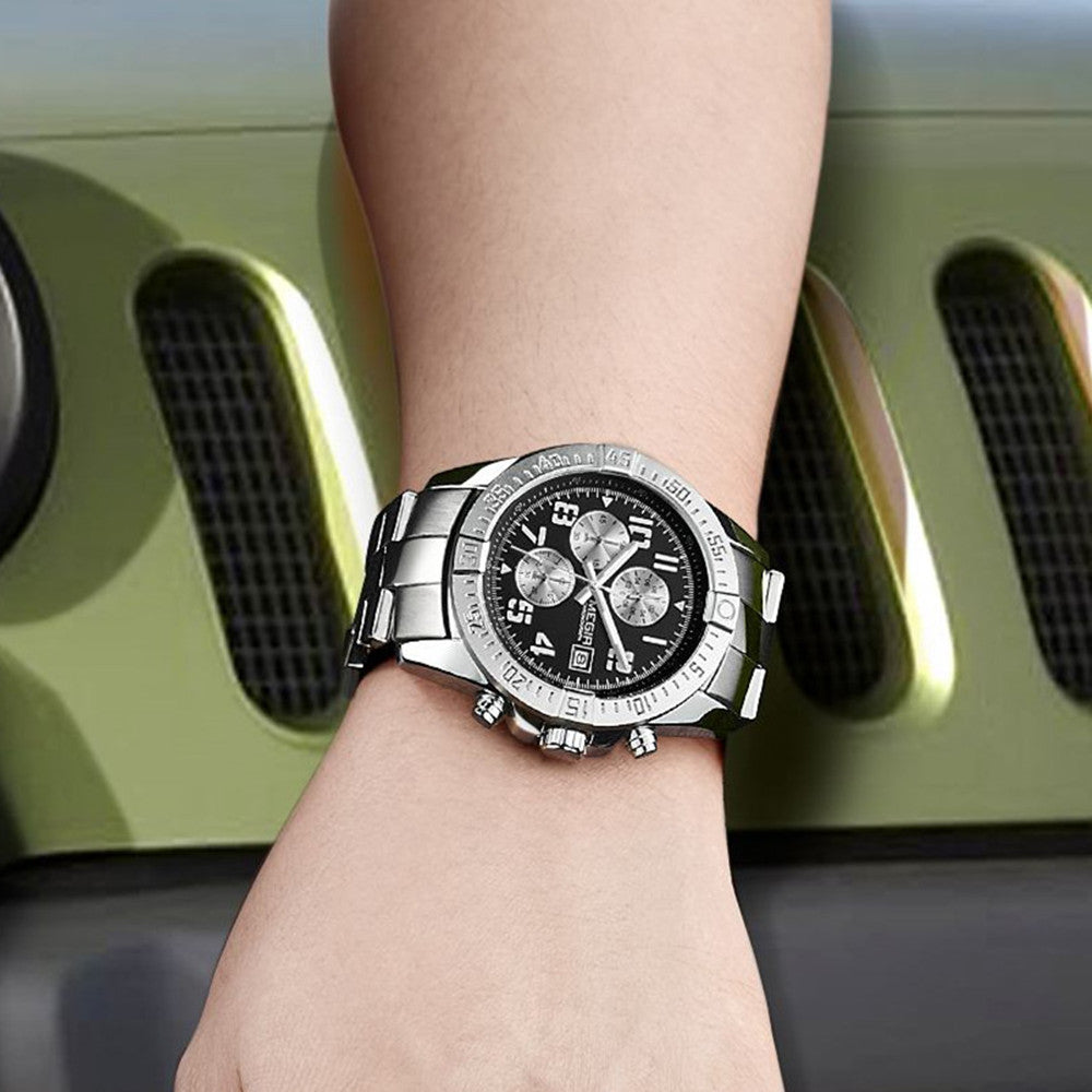 MEGIR Men's Business Quartz Watches Top Luxury Brand Casual Wristwatch Waterproof Date Clock Stainless Steel Man Chronograph 2030