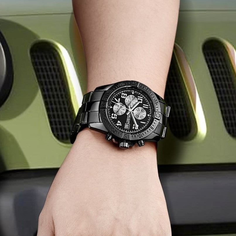 MEGIR Men's Business Quartz Watches Top Luxury Brand Casual Wristwatch Waterproof Date Clock Stainless Steel Man Chronograph 2030