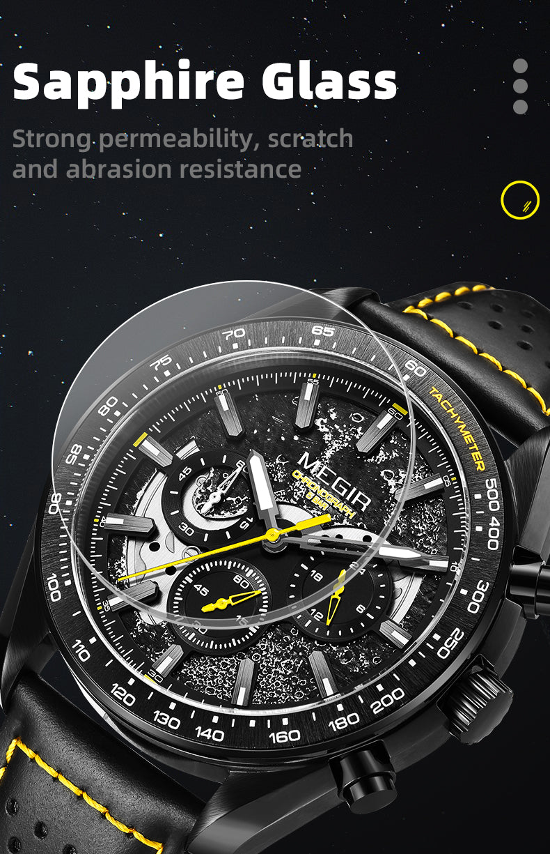 MEGIR Luxury Men's Business Casual Watches Leather Waterproof Quartz Chronograph Male Clock Wristwatch Relogio Masculino 8408