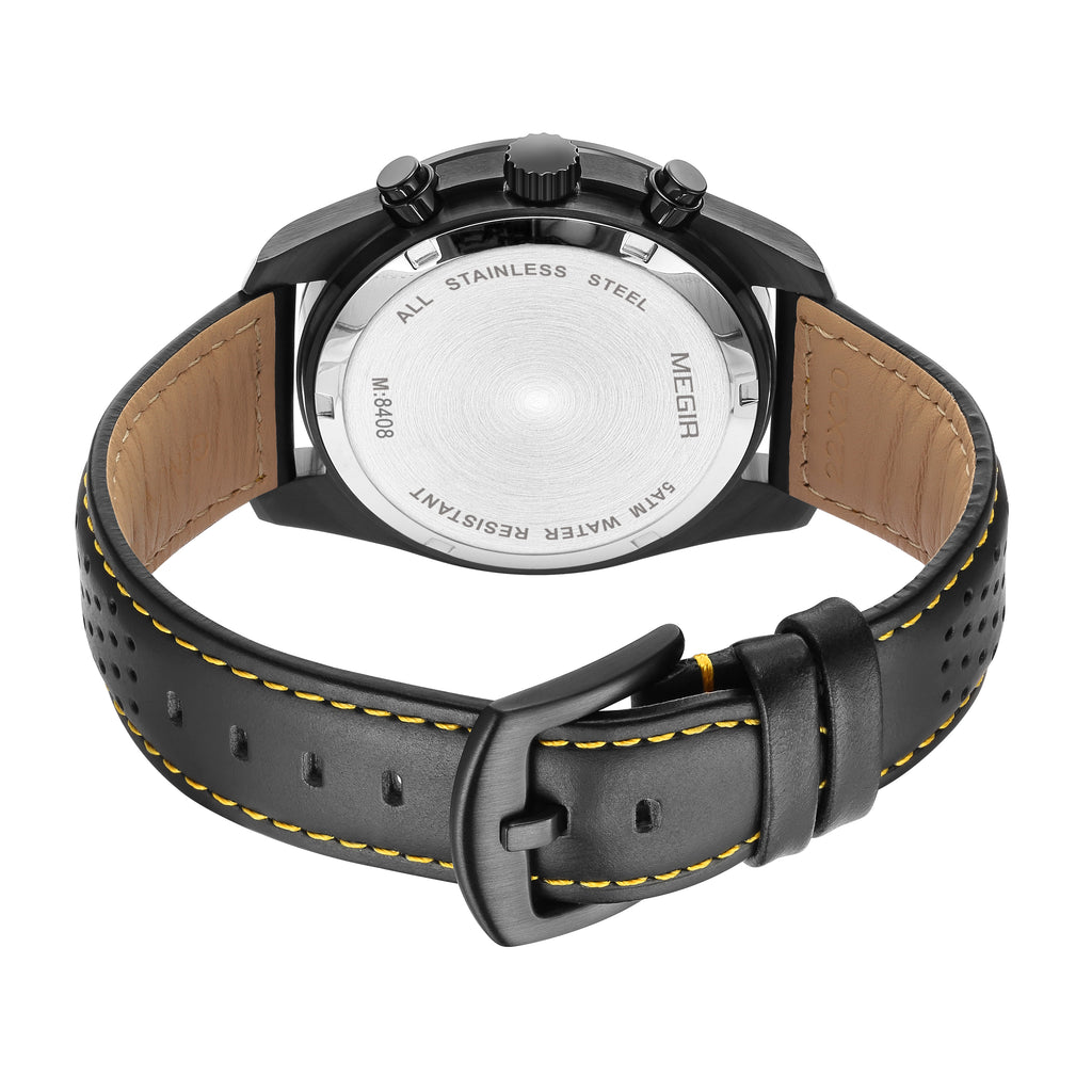 MEGIR Luxury Men's Business Casual Watches Leather Waterproof Quartz Chronograph Male Clock Wristwatch Relogio Masculino 8408