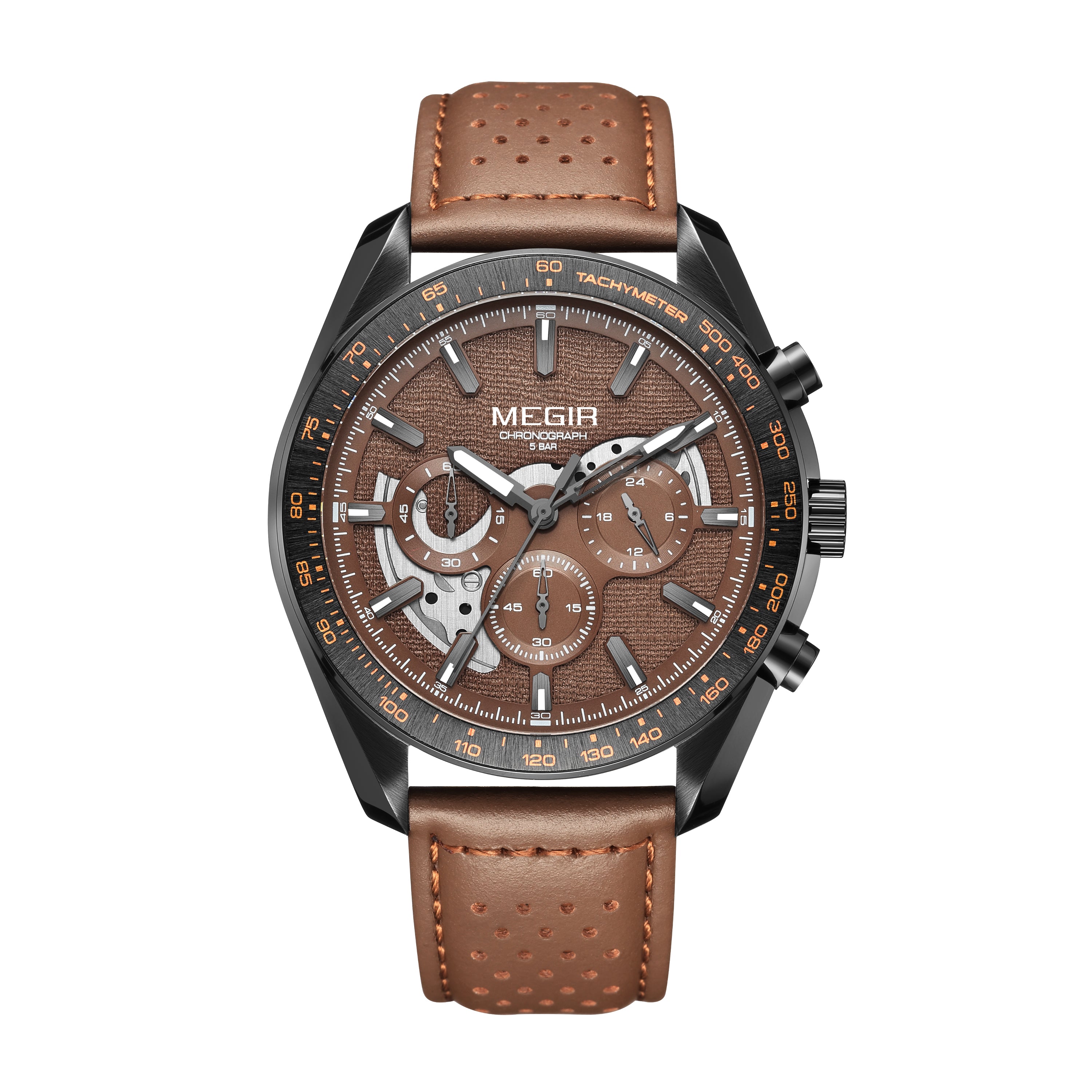 MEGIR Luxury Men's Business Casual Watches Leather Waterproof Quartz Chronograph Male Clock Wristwatch Relogio Masculino 8408