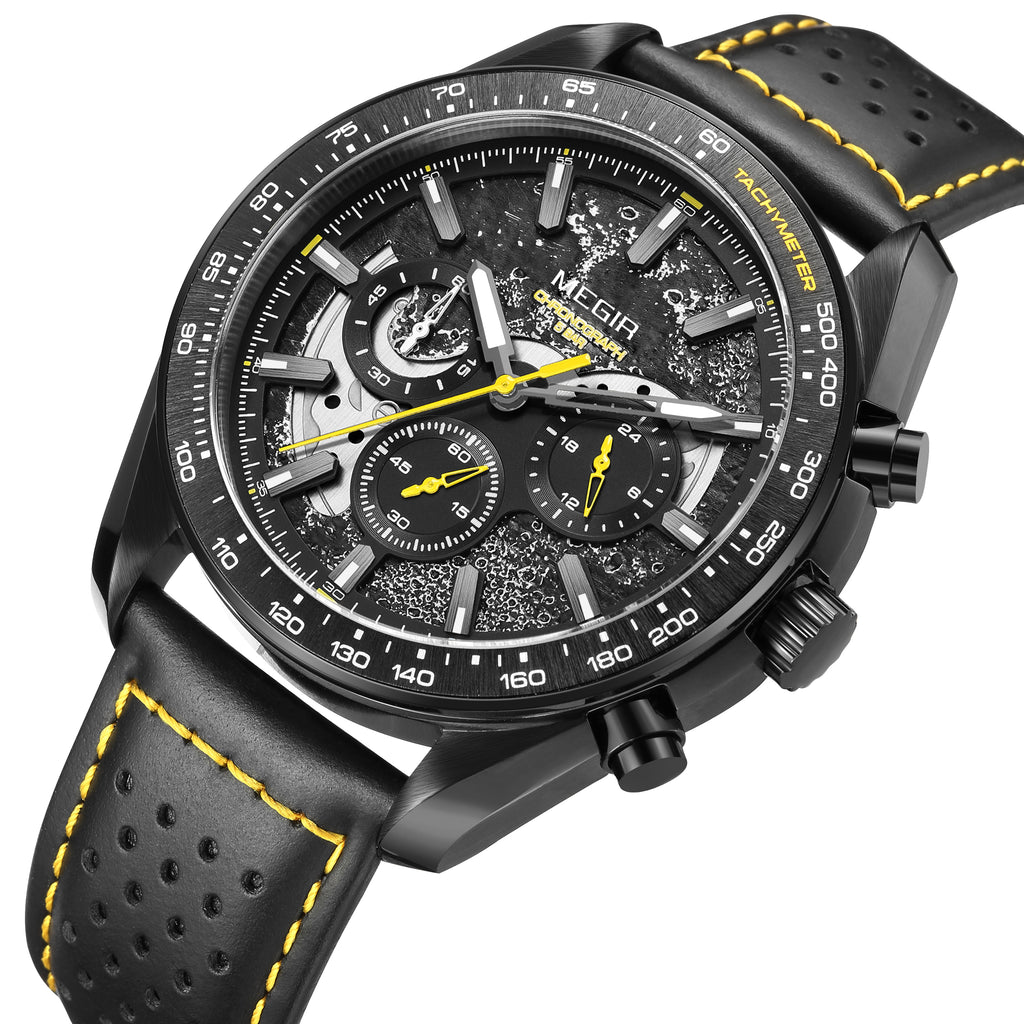 MEGIR Luxury Men's Business Casual Watches Leather Waterproof Quartz Chronograph Male Clock Wristwatch Relogio Masculino 8408