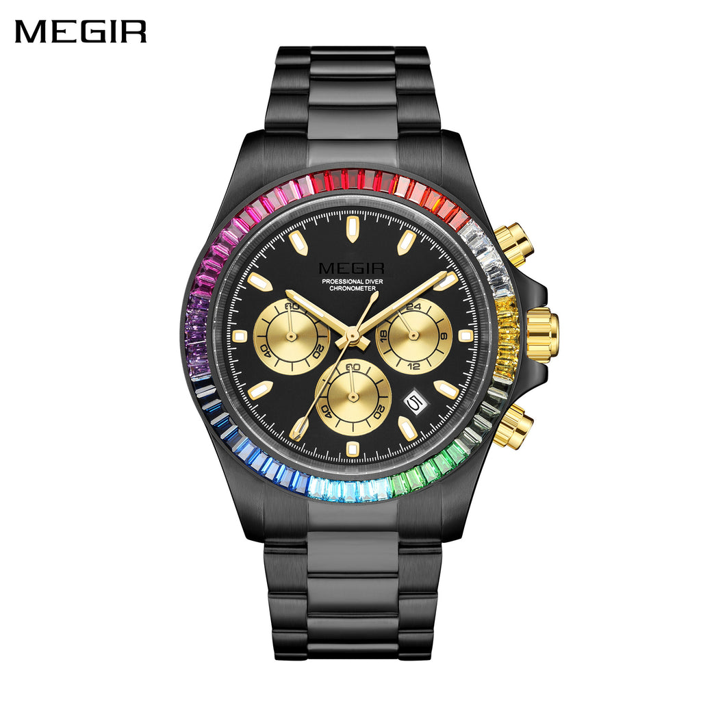 MEGIR Mens Watches Top Brand Luxury Business Wristwatches Stainless Steel Waterproof Date Quartz Chronograph Reloj Hombre 8410