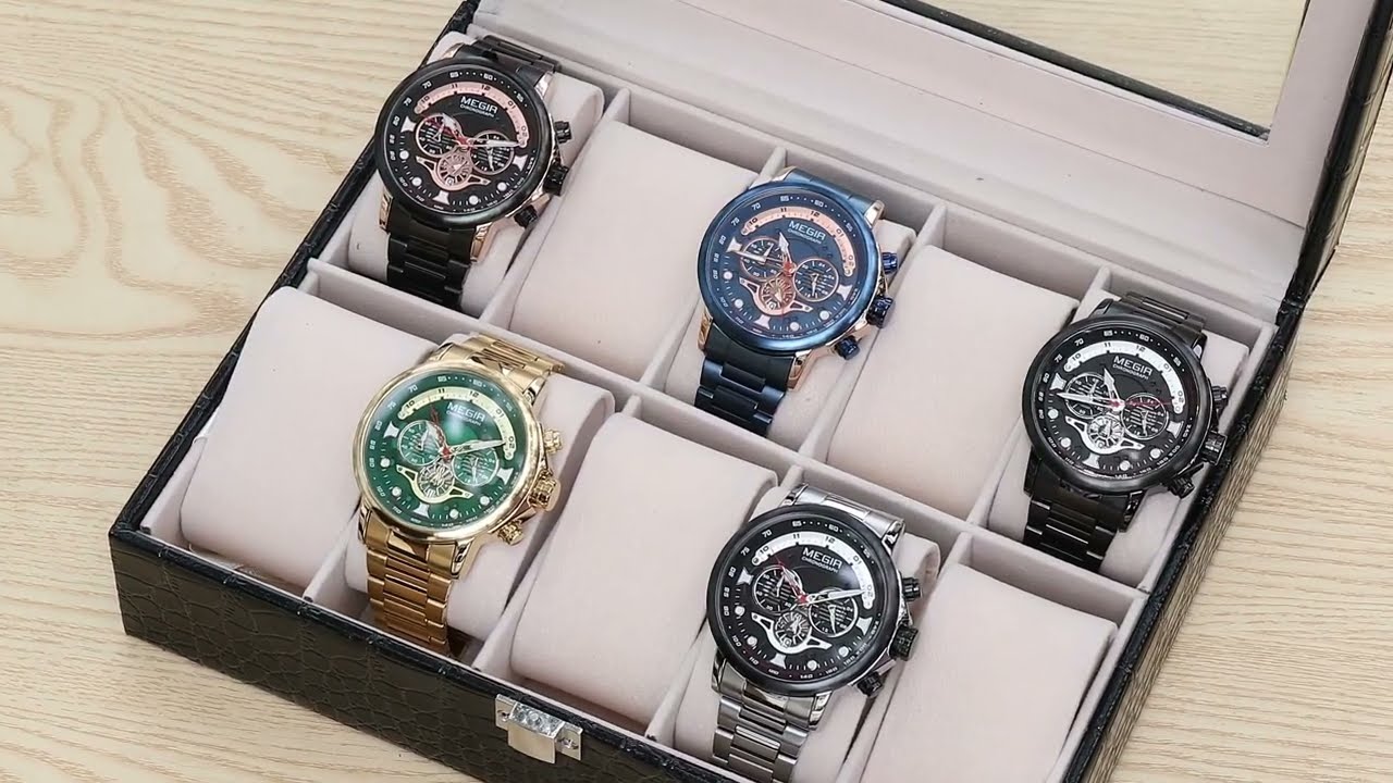 MEGIR Luxury Men Watches Stainless Steel Quartz Wristwatches Fashion Men Business Watch Clock Male Chronograph Relogio Masculino 2223