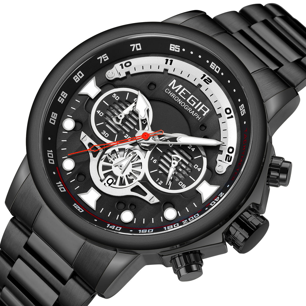 MEGIR Luxury Men Watches Stainless Steel Quartz Wristwatches Fashion Men Business Watch Clock Male Chronograph Relogio Masculino 2223