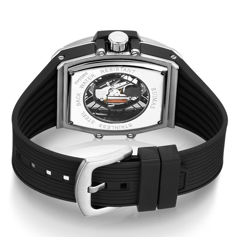 RUIMAS Quartz Sport Watches for Man Hollow Out Fashion Men Wristwatch 3ATM Waterproof Silicone Strap Clock Relogio Masculino 334
