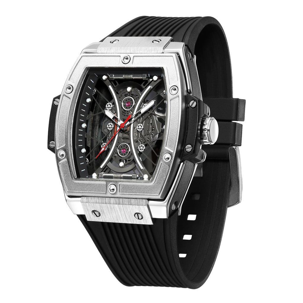 RUIMAS Quartz Sport Watches for Man Hollow Out Fashion Men Wristwatch 3ATM Waterproof Silicone Strap Clock Relogio Masculino 334