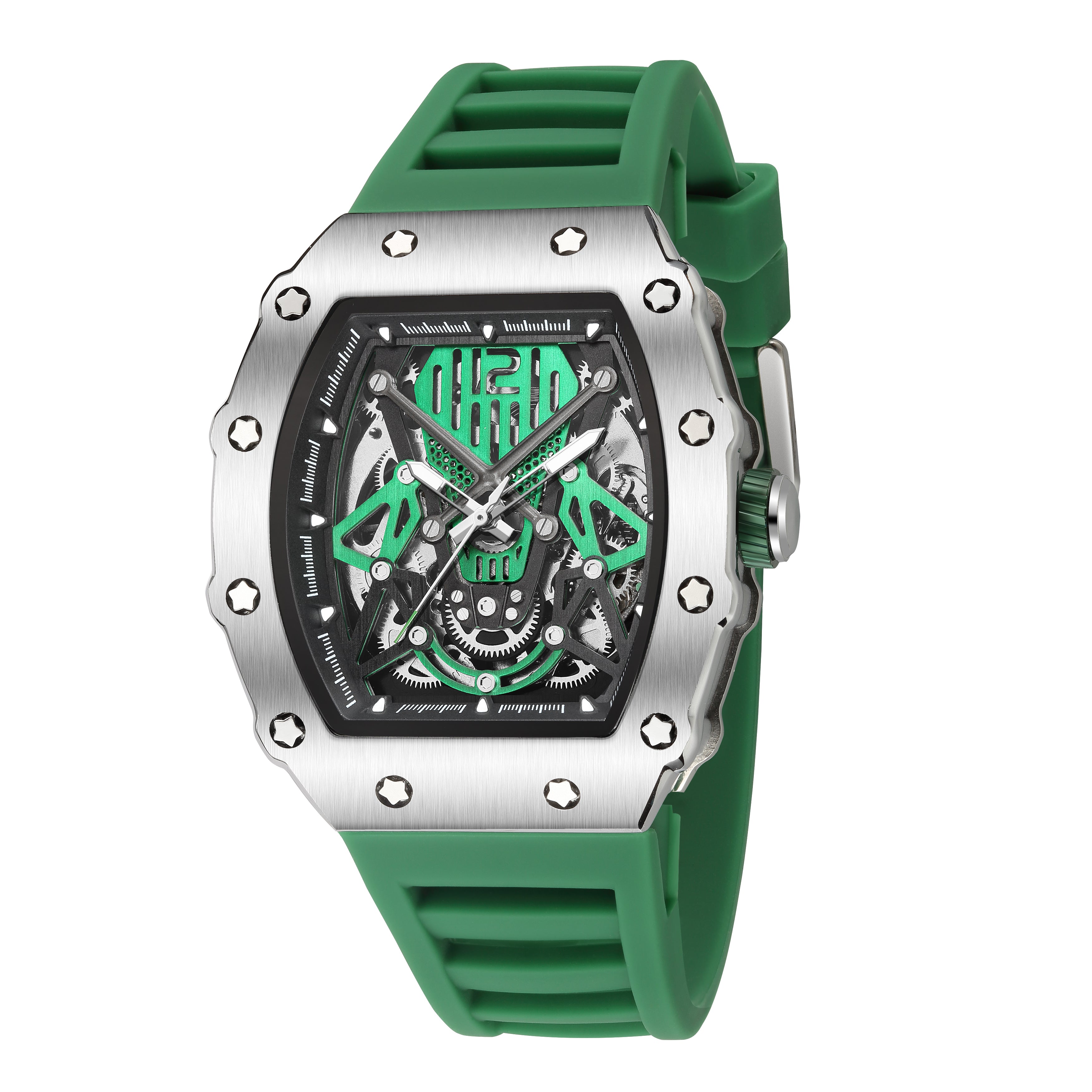 RUIMAS Luxury Watch Men Fashion Automatic Mechanical Watches Clock Silicone Strap Sport Casual Wristwatch Big Dial Reloj Hombre 341