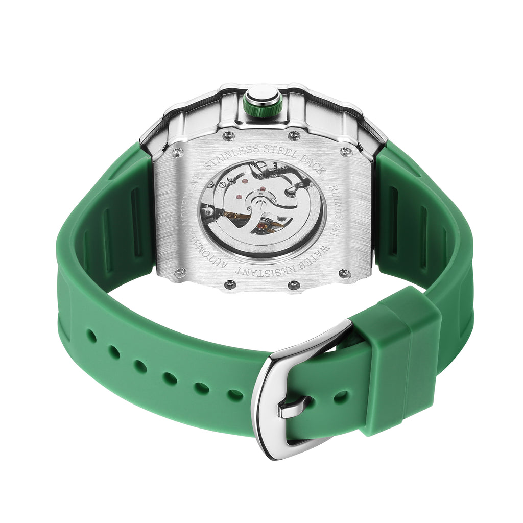 RUIMAS Luxury Watch Men Fashion Automatic Mechanical Watches Clock Silicone Strap Sport Casual Wristwatch Big Dial Reloj Hombre 341