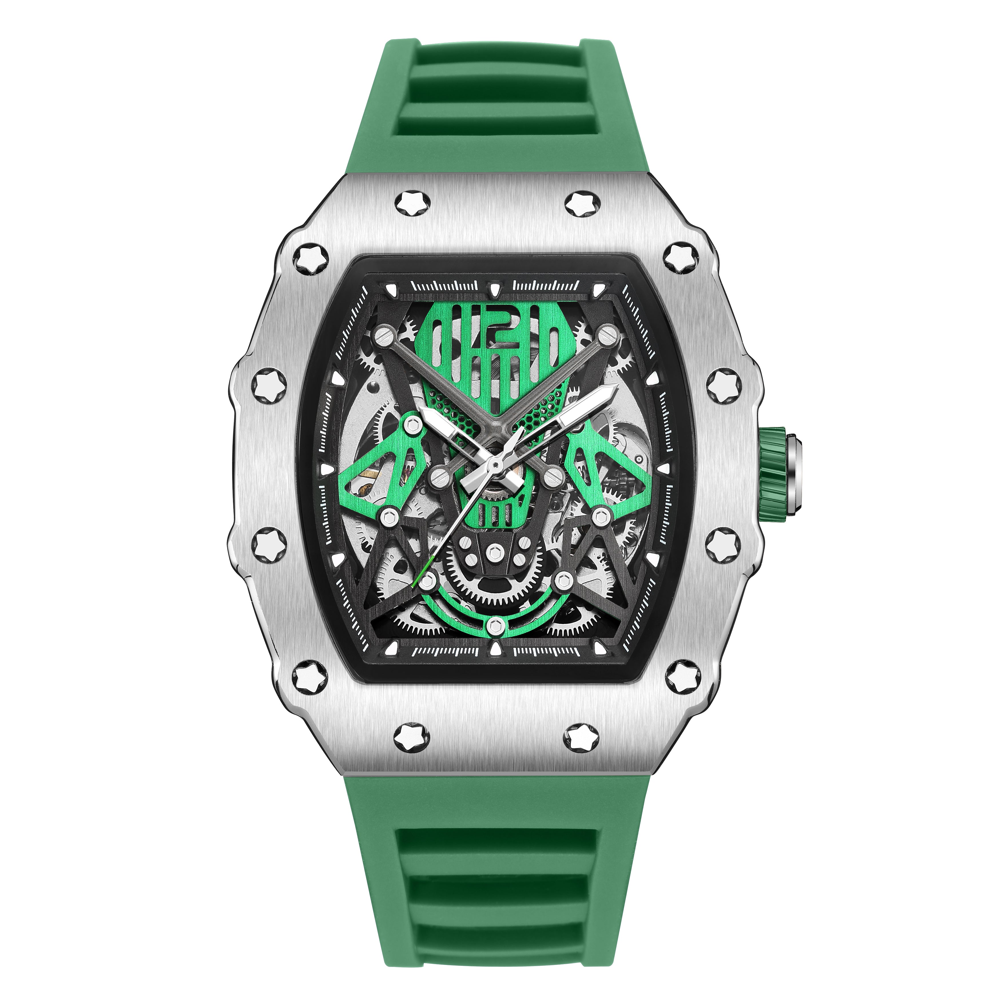RUIMAS Luxury Watch Men Fashion Automatic Mechanical Watches Clock Silicone Strap Sport Casual Wristwatch Big Dial Reloj Hombre 341
