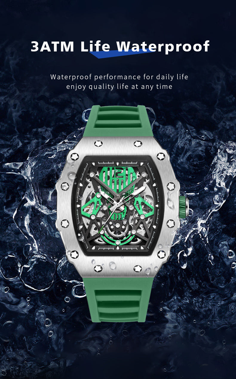 RUIMAS Luxury Watch Men Fashion Automatic Mechanical Watches Clock Silicone Strap Sport Casual Wristwatch Big Dial Reloj Hombre 341