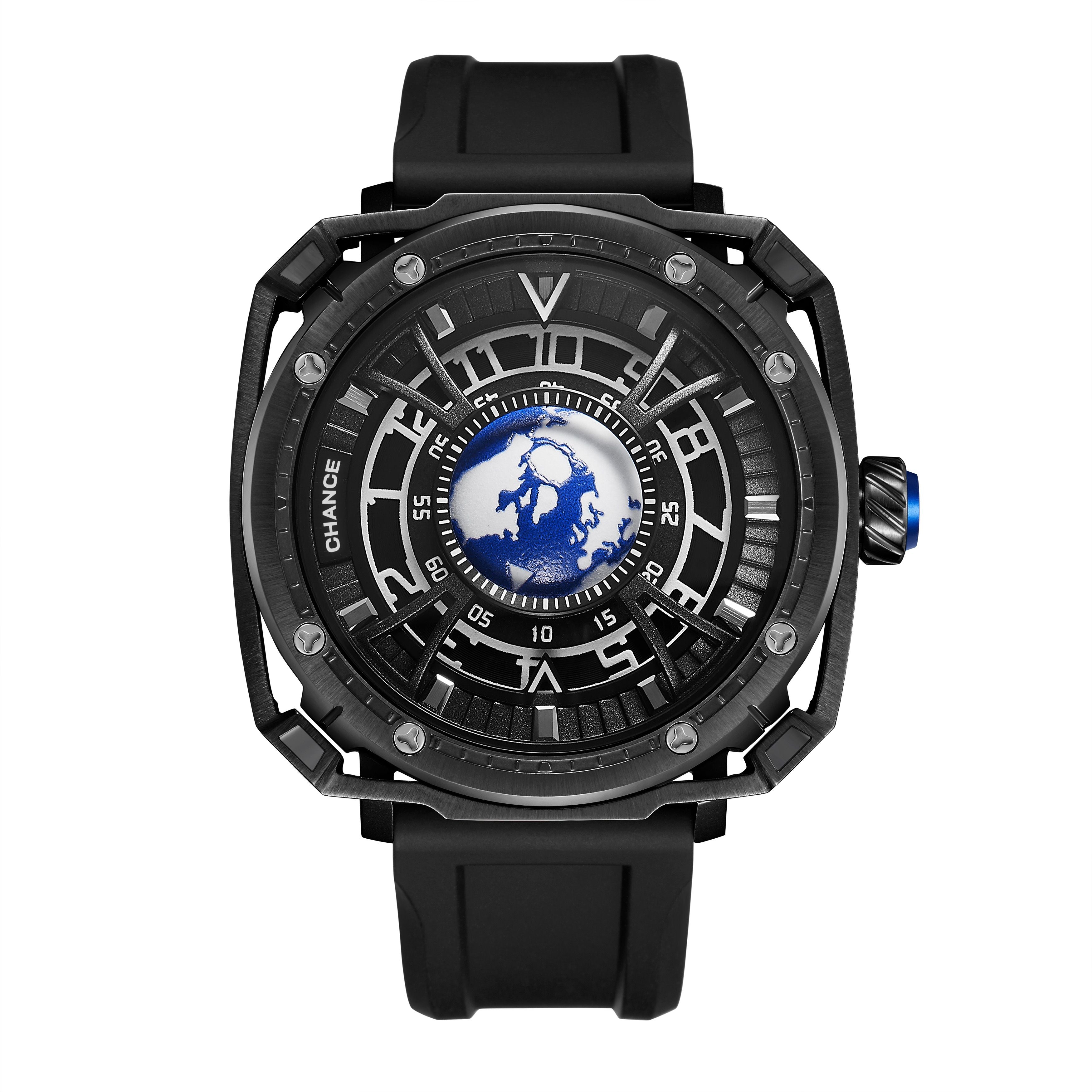 CHANCE Luxury Men Mechanical Wristwatch Automatic Watch Stainless Steel Case Sports Silicone Strap Luminous Watches Clock 9052
