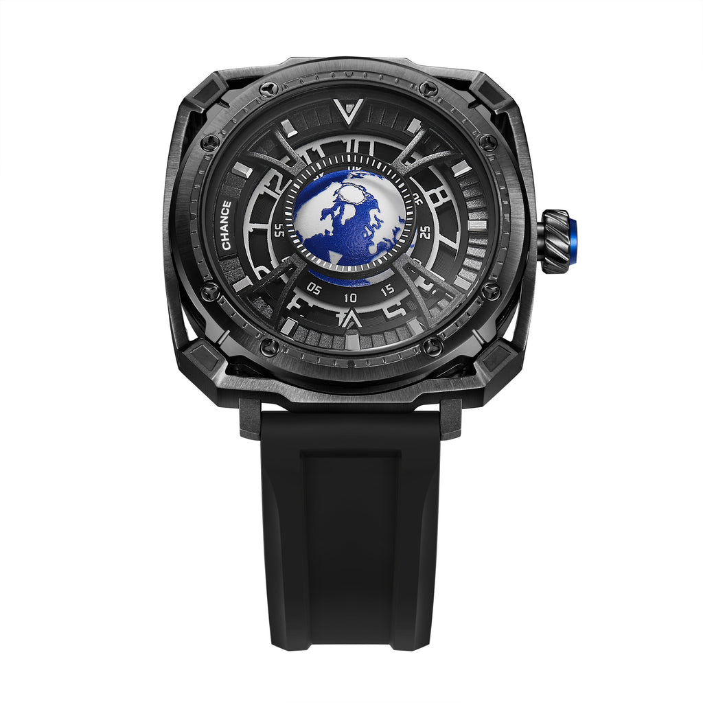 CHANCE Luxury Men Mechanical Wristwatch Automatic Watch Stainless Steel Case Sports Silicone Strap Luminous Watches Clock 9052