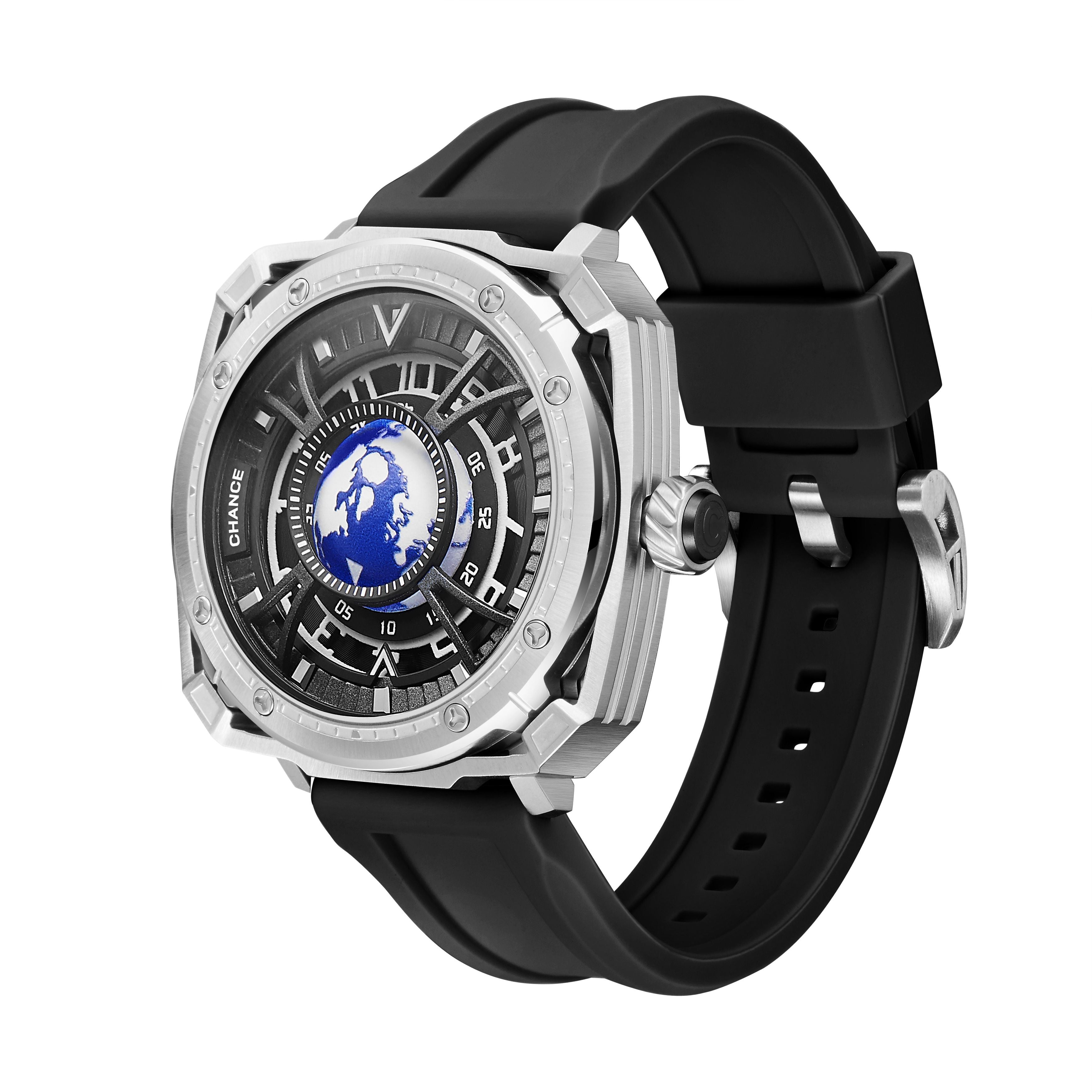 CHANCE Luxury Men Mechanical Wristwatch Automatic Watch Stainless Steel Case Sports Silicone Strap Luminous Watches Clock 9052