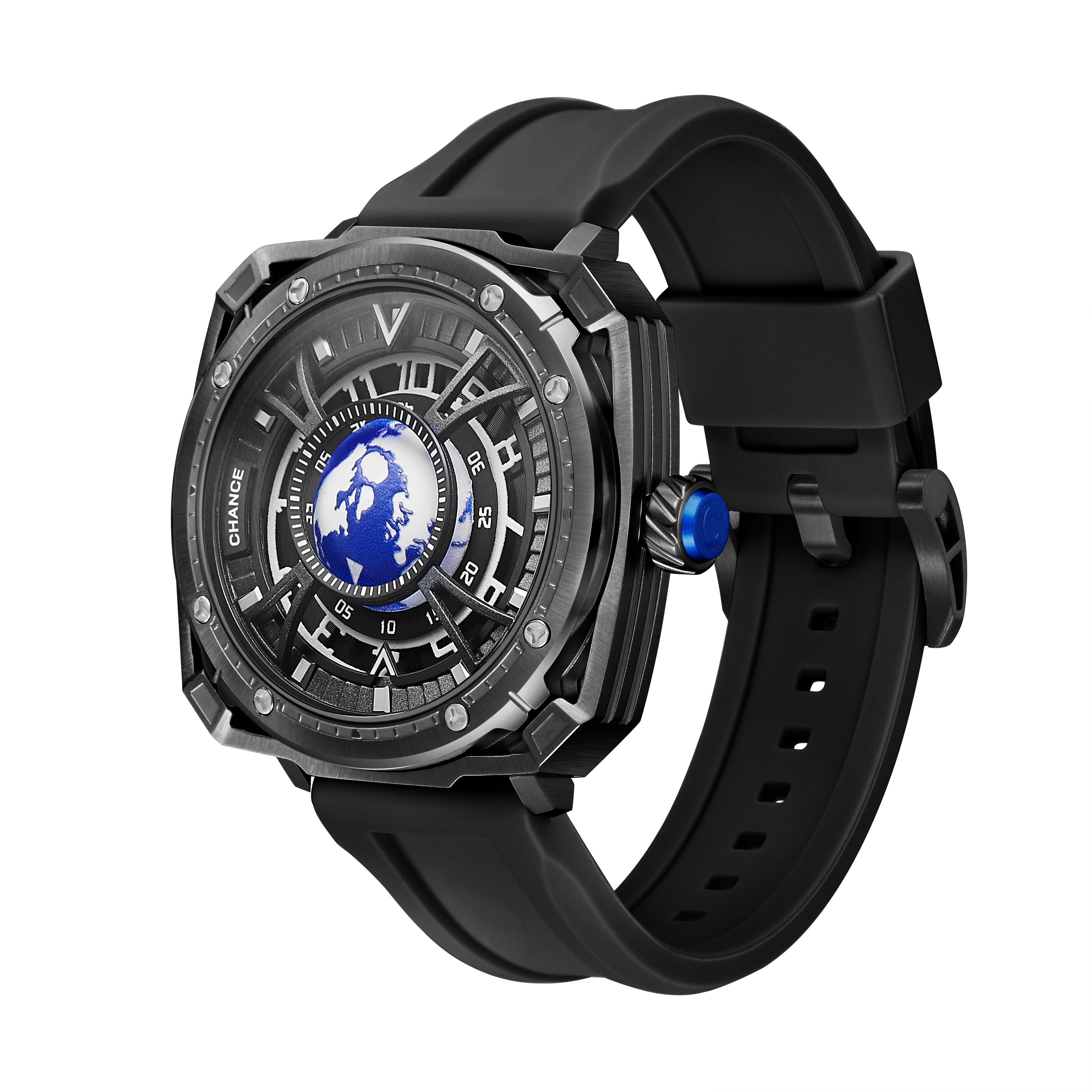 CHANCE Luxury Men Mechanical Wristwatch Automatic Watch Stainless Steel Case Sports Silicone Strap Luminous Watches Clock 9052