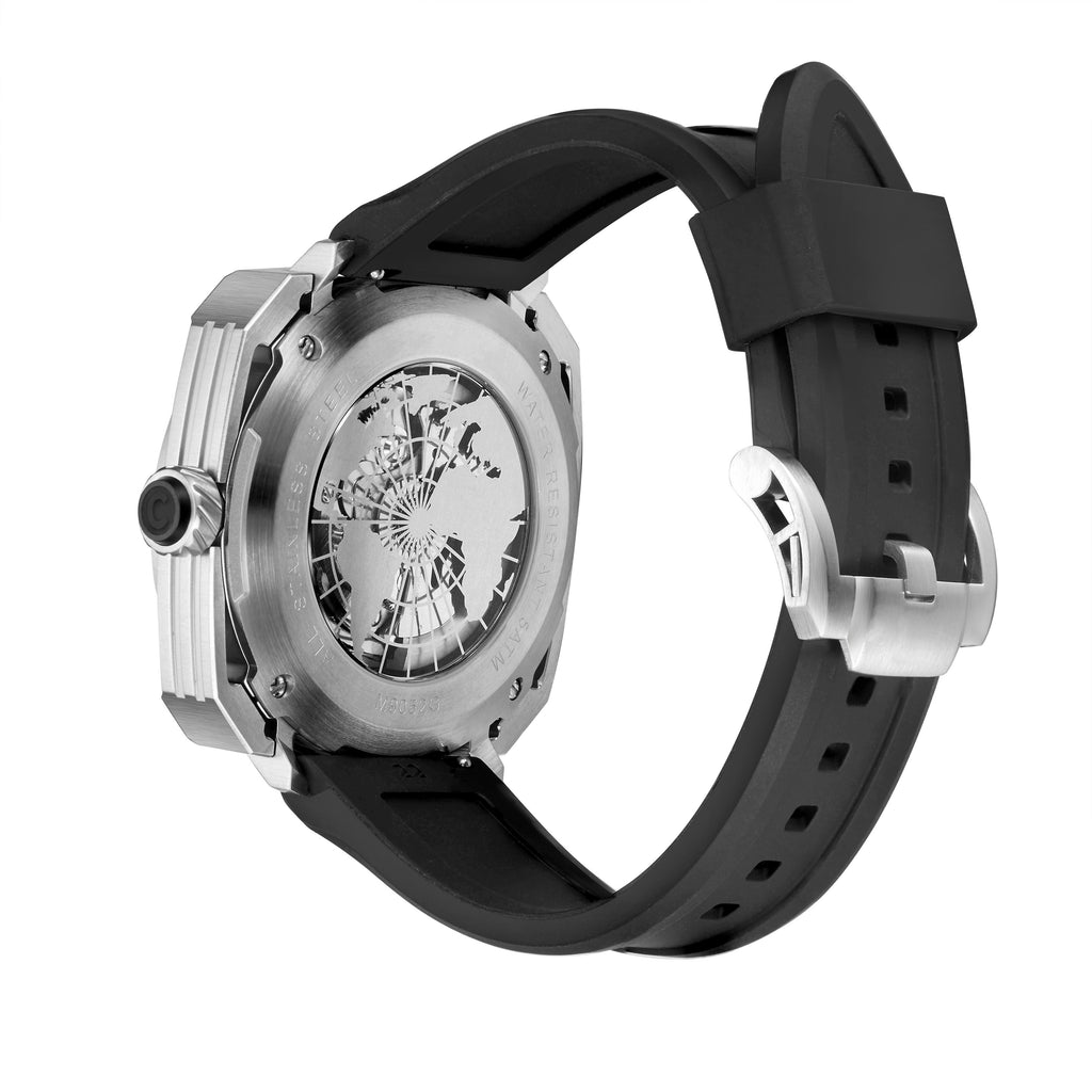 CHANCE Luxury Men Mechanical Wristwatch Automatic Watch Stainless Steel Case Sports Silicone Strap Luminous Watches Clock 9052