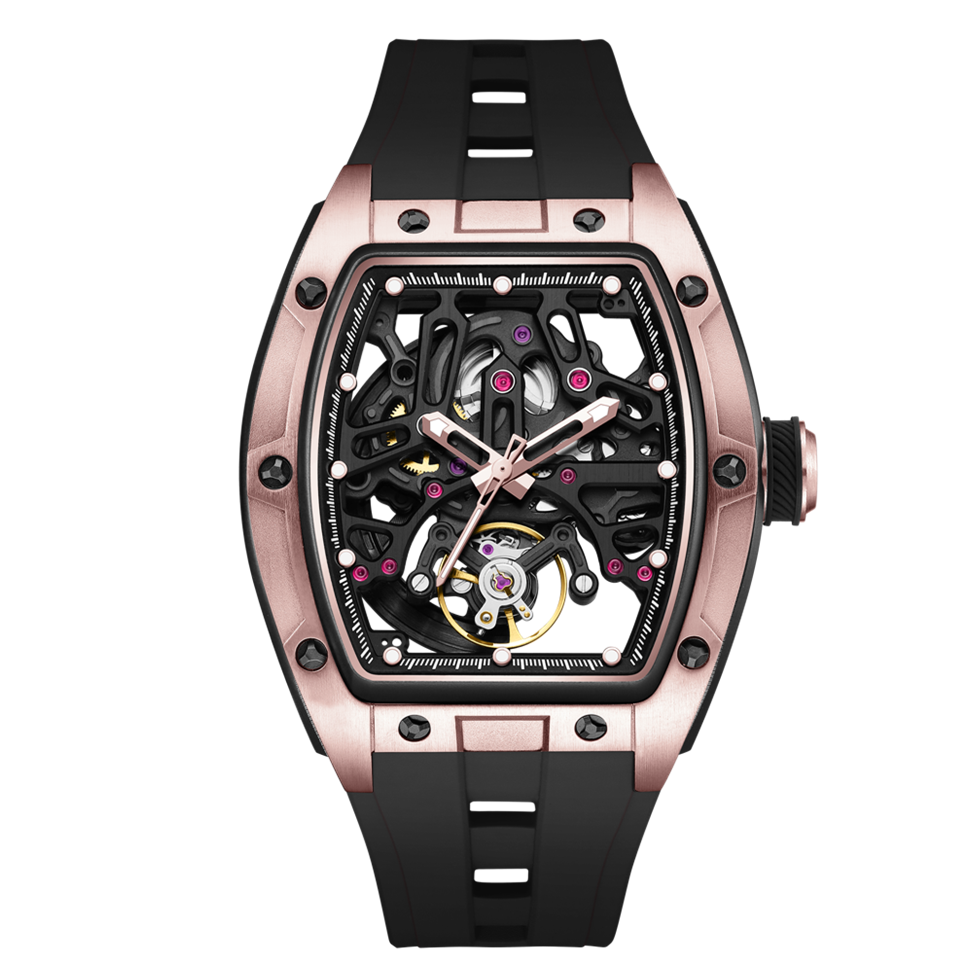 MEGIR Skeleton Dial Watches for Men Stainless Steel Case Automatic Mechanical Wristwatch Waterproof Luminous Sport Watch 9198-1