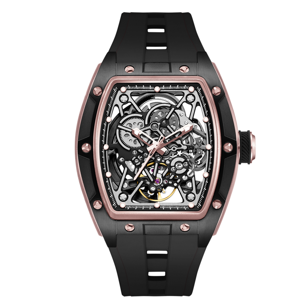 MEGIR Men's Mechanical Watch Fashion Hollow Out Automatic Movement Sport Wristwatches Waterproof Silicone Strap Watches 9198-3