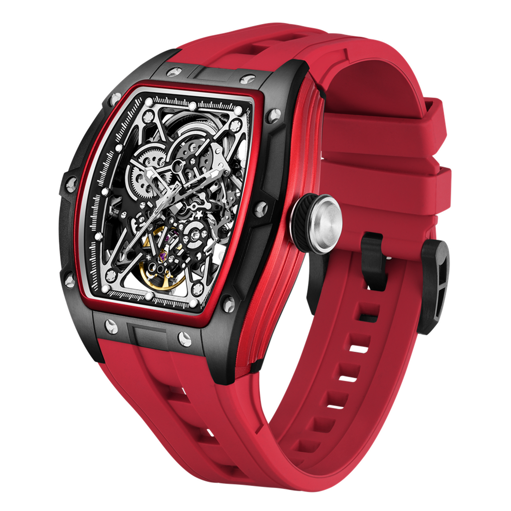 MEGIR Men's Mechanical Watch Fashion Hollow Out Automatic Movement Sport Wristwatches Waterproof Silicone Strap Watches 9198-3