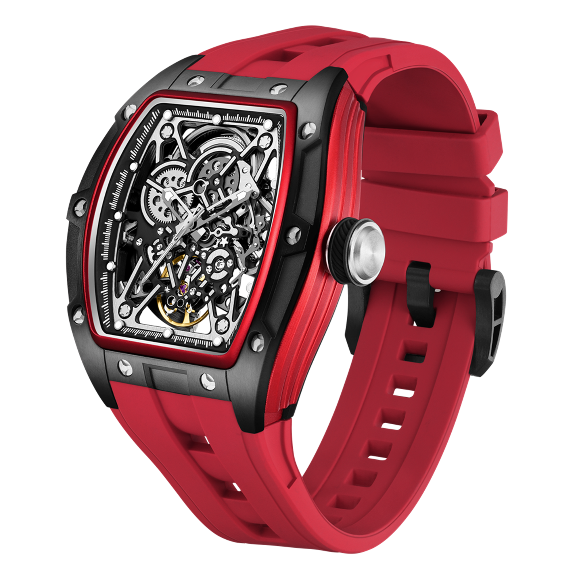 MEGIR Men's Mechanical Watch Fashion Hollow Out Automatic Movement Sport Wristwatches Waterproof Silicone Strap Watches 9198-3