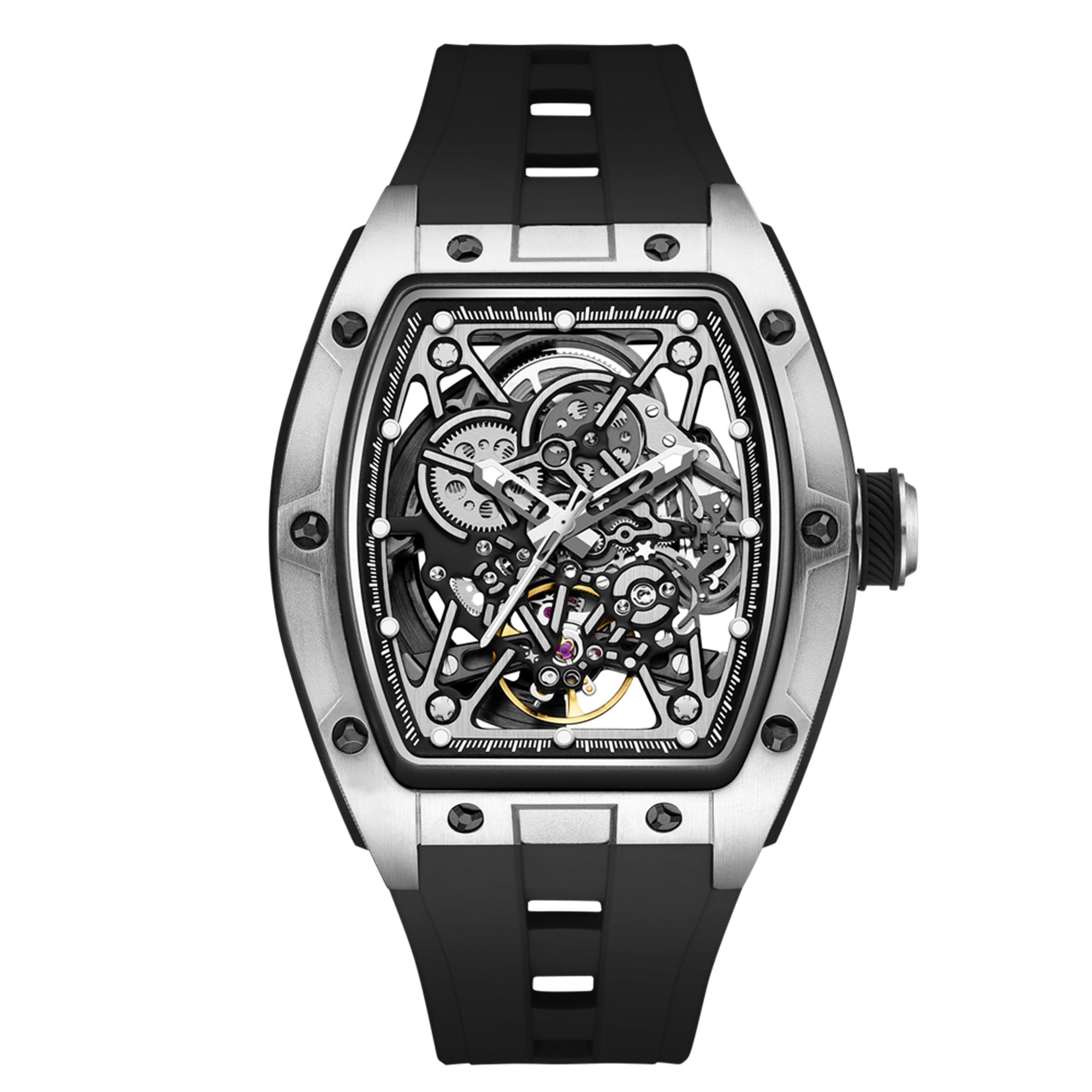 MEGIR Men's Mechanical Watch Fashion Hollow Out Automatic Movement Sport Wristwatches Waterproof Silicone Strap Watches 9198-3
