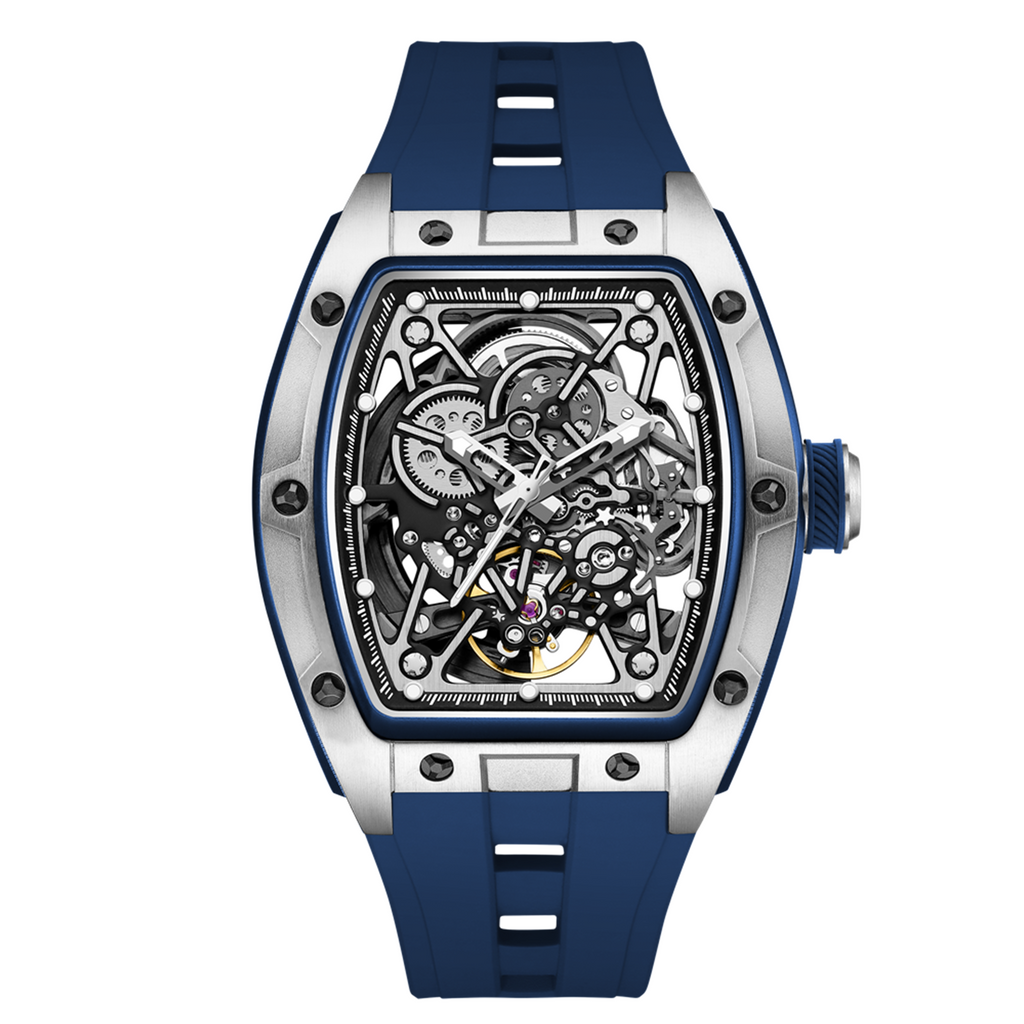 MEGIR Men's Mechanical Watch Fashion Hollow Out Automatic Movement Sport Wristwatches Waterproof Silicone Strap Watches 9198-3