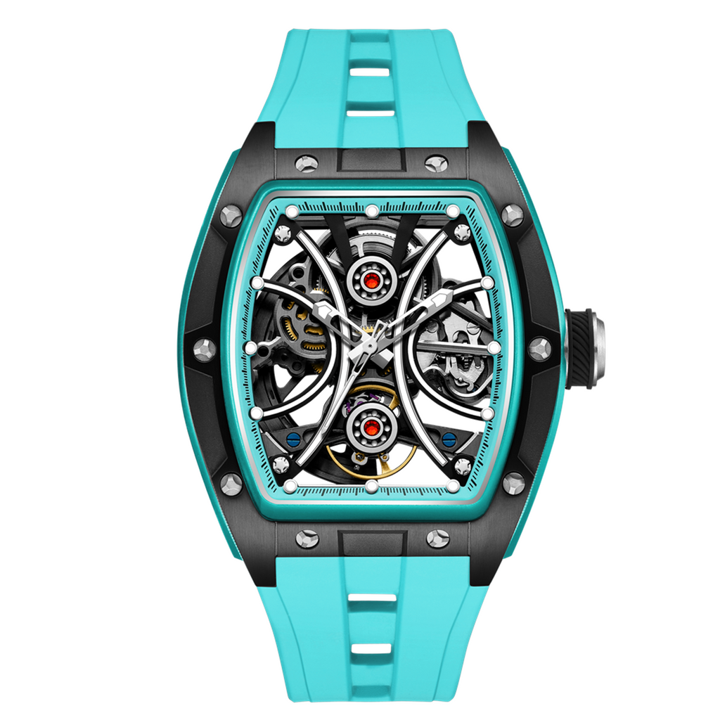 MEGIR Men's Sports Watch Fashion Automatic Mechanical Movement Watches Skeleton Luminous Waterproof Business Wristwatches 9198-4