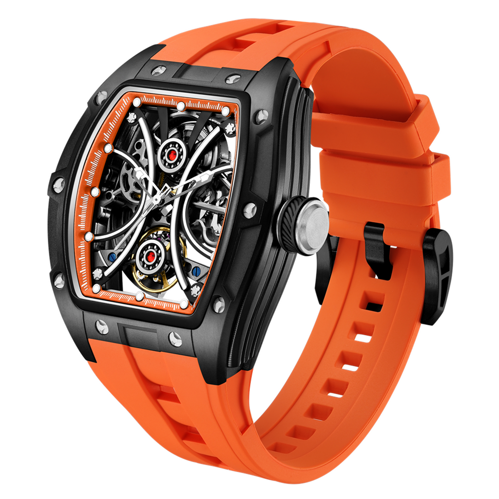 MEGIR Men's Sports Watch Fashion Automatic Mechanical Movement Watches Skeleton Luminous Waterproof Business Wristwatches 9198-4