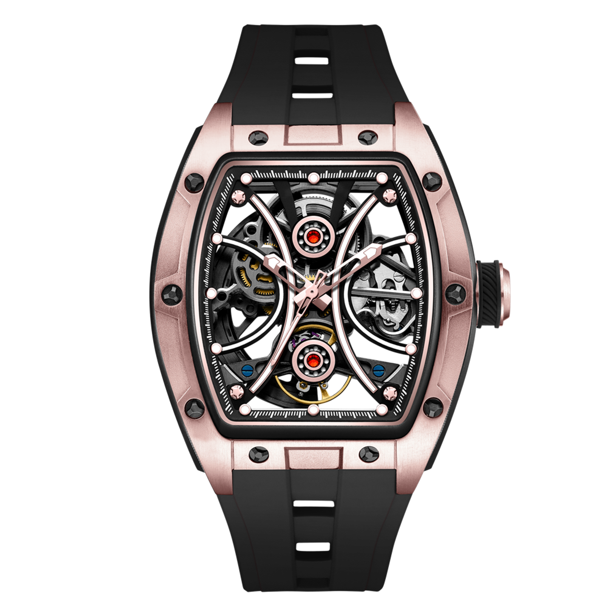 MEGIR Men's Sports Watch Fashion Automatic Mechanical Movement Watches Skeleton Luminous Waterproof Business Wristwatches 9198-4