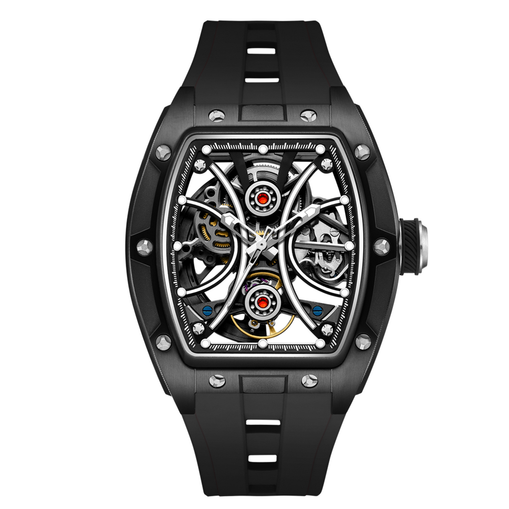 MEGIR Men's Sports Watch Fashion Automatic Mechanical Movement Watches Skeleton Luminous Waterproof Business Wristwatches 9198-4