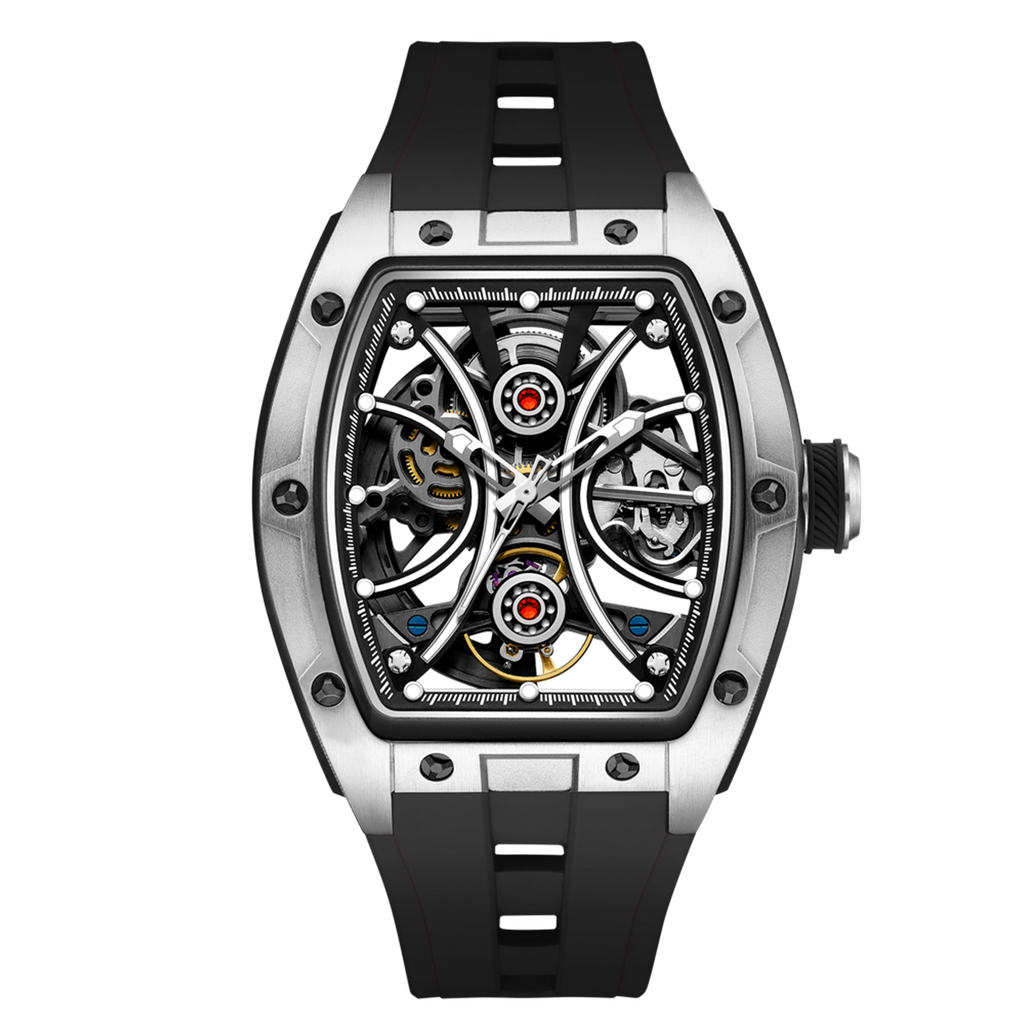 MEGIR Men's Sports Watch Fashion Automatic Mechanical Movement Watches Skeleton Luminous Waterproof Business Wristwatches 9198-4
