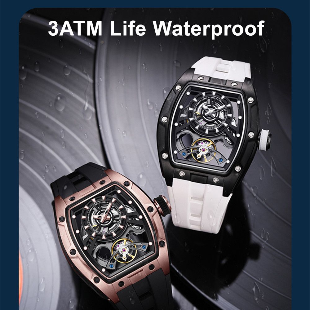 MEGIR Fashion Automatic Mechanical Watches for Men Waterproof Skeleton Dial Stainless Steel Case Male Wristwatch Clock 9198-6