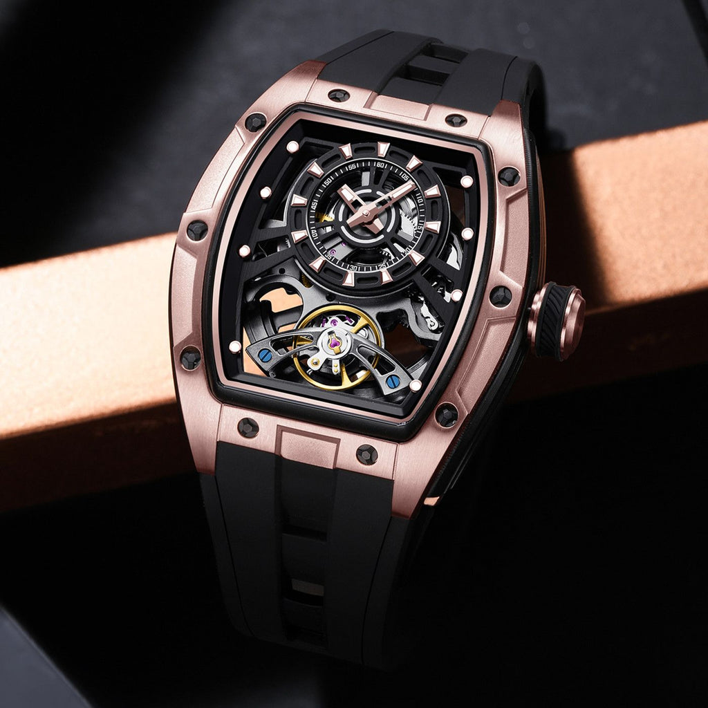 MEGIR Fashion Automatic Mechanical Watches for Men Waterproof Skeleton Dial Stainless Steel Case Male Wristwatch Clock 9198-6