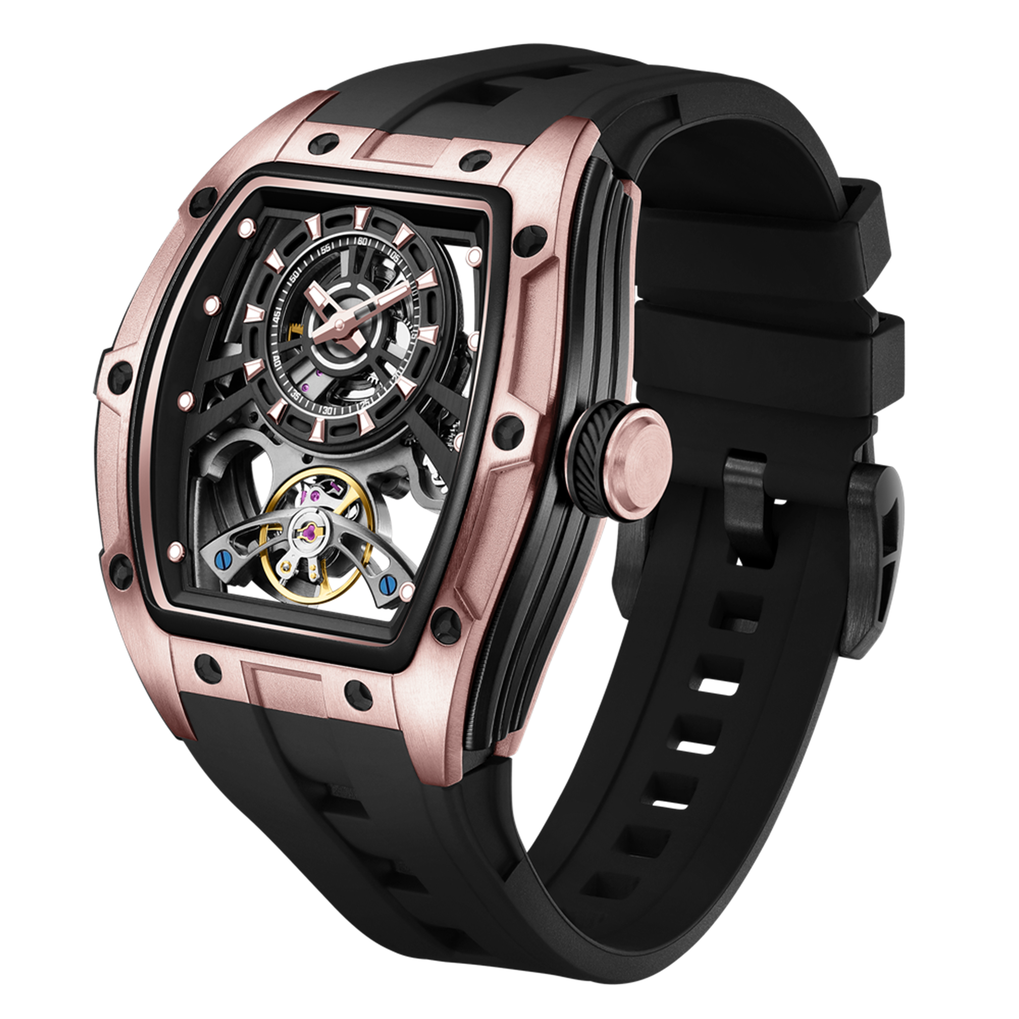 MEGIR Fashion Automatic Mechanical Watches for Men Waterproof Skeleton Dial Stainless Steel Case Male Wristwatch Clock 9198-6