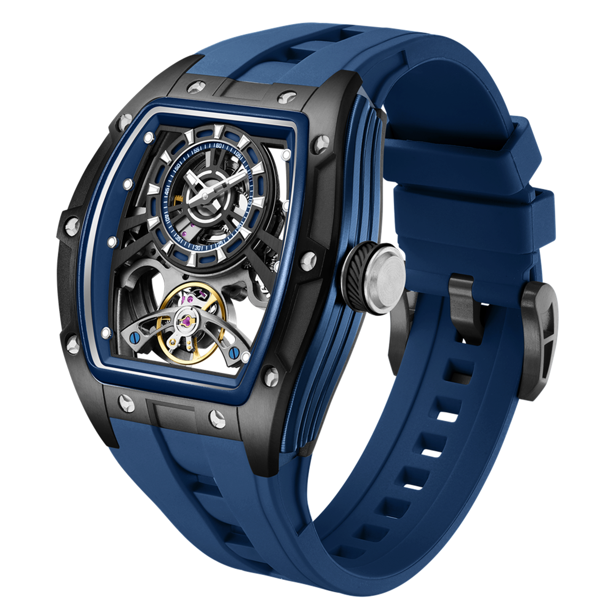 MEGIR Fashion Automatic Mechanical Watches for Men Waterproof Skeleton Dial Stainless Steel Case Male Wristwatch Clock 9198-6