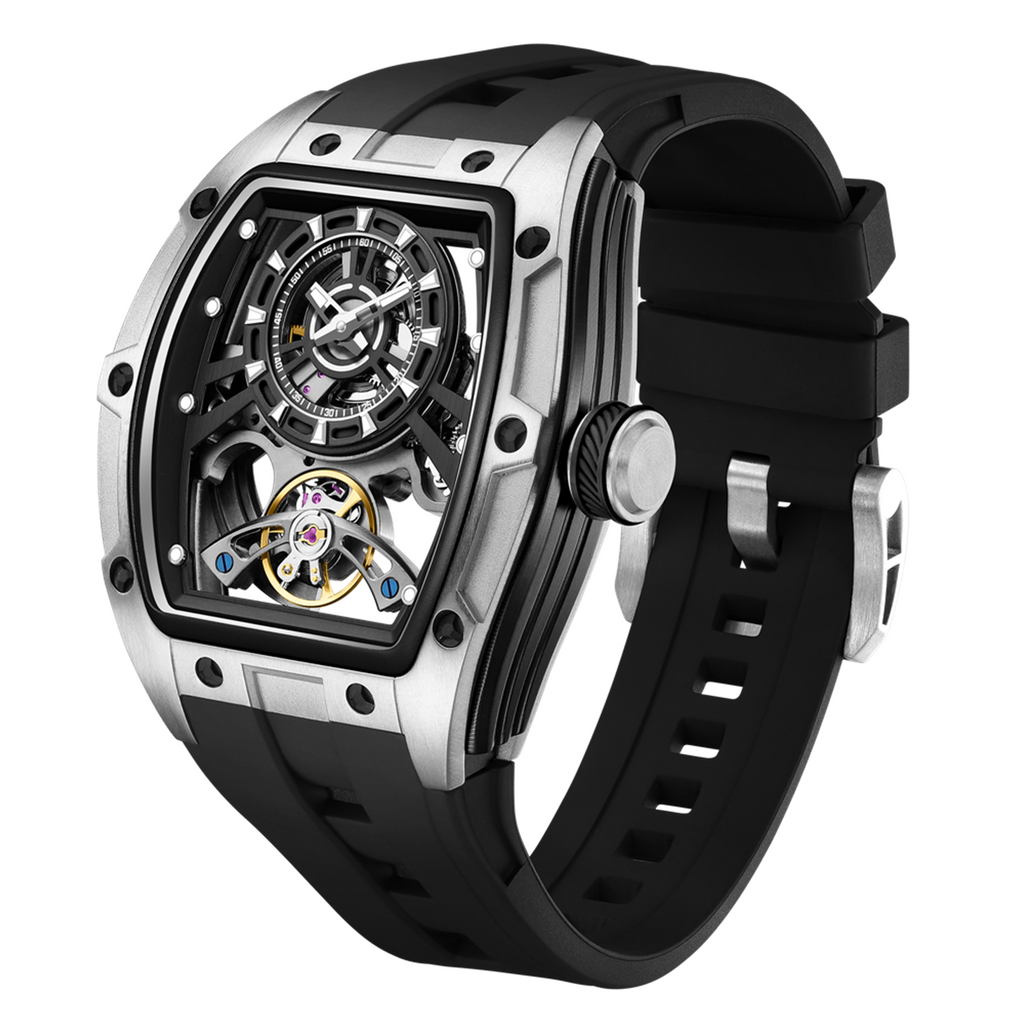 MEGIR Fashion Automatic Mechanical Watches for Men Waterproof Skeleton Dial Stainless Steel Case Male Wristwatch Clock 9198-6