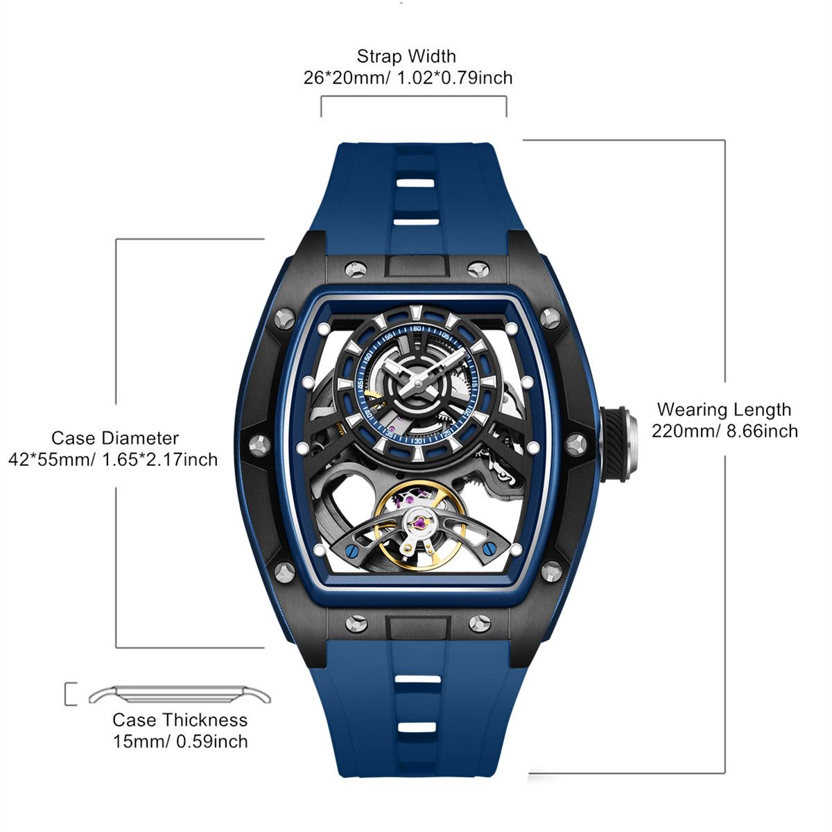 MEGIR Fashion Automatic Mechanical Watches for Men Waterproof Skeleton Dial Stainless Steel Case Male Wristwatch Clock 9198-6
