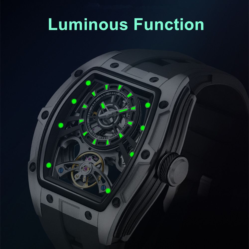 MEGIR Fashion Automatic Mechanical Watches for Men Waterproof Skeleton Dial Stainless Steel Case Male Wristwatch Clock 9198-6